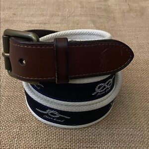 Polo Ralph Lauren Nautical Knot Canvas & Leather Belt 34